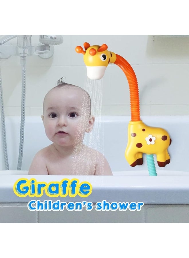 Giraffe Baby Bath Toys, Automatic Sprinkler Suction Bath Toy for Toddlers, Bathtub Toys Water Toys for Kids 3-8, Yellow