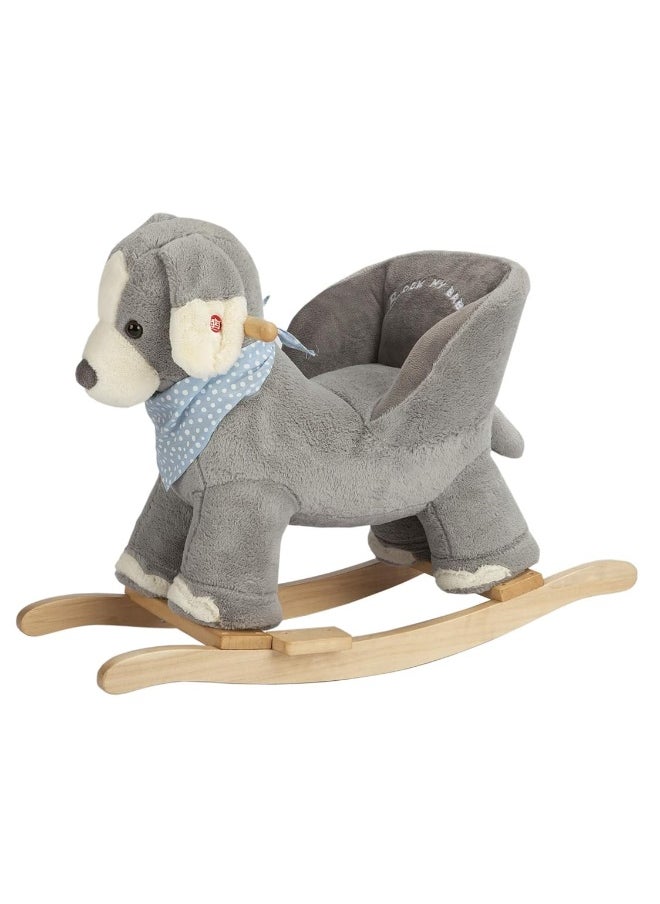 Baby Rocking Horse Puppy with Chair, Plush stuffed Animal Dog Rocker, Wooden Rocking Toy Puppy, Baby Rocker, Animal Ride on, for Girls and Boys Age 1 Year and Up (Gray Dog Puppy for 12M+)