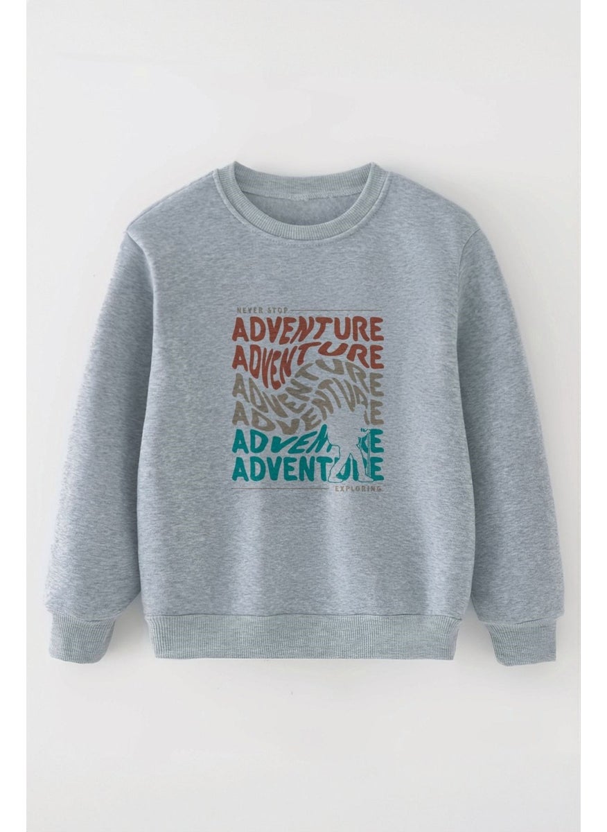 Special Design Adventure Exploring Printed Oversize Kids Sweatshirt 11134