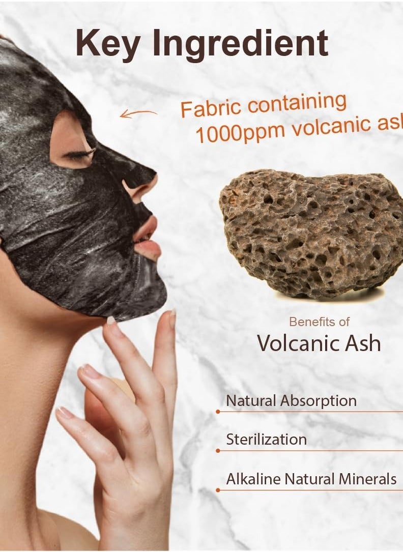 Purederm Deep Purifying Black O2 Bubble Mask Volcanic (10 Pack) - Bubble Face Sheet Mask for Purifying & Brightening