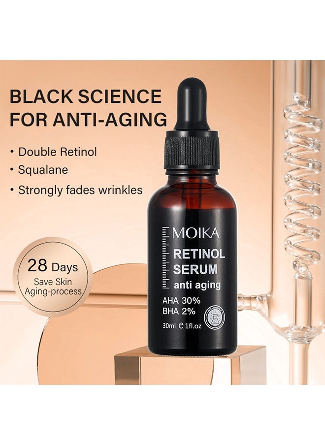 Retinol Seurm, Aging & firming Retinol Serum,BHA & AHA Hyaluronic Acid Anti-Aging Serum, Reduces Wrinkles, Fine Lines, Age Spots, Sun Spots, Anti Wrinkle Facial Serum 30ml