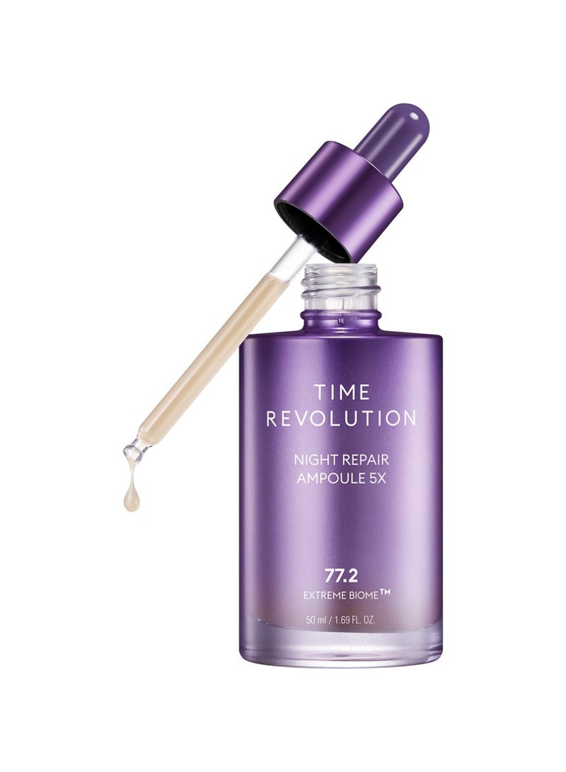 Korean Time Revolution Night Repair Face Serum Ampoule (5Th Gen) , Overnight Probiotic Skincare For Intensive Repair And Radiance 50ml