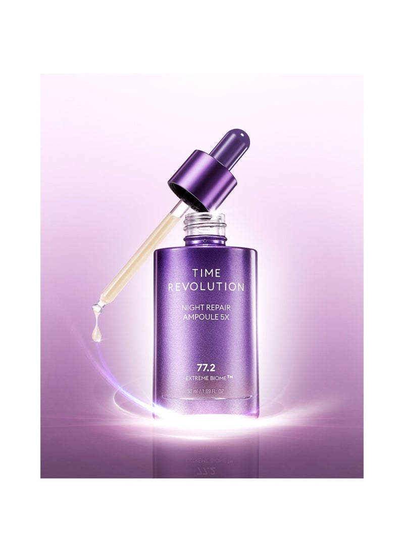 Korean Time Revolution Night Repair Face Serum Ampoule (5Th Gen) , Overnight Probiotic Skincare For Intensive Repair And Radiance 50ml