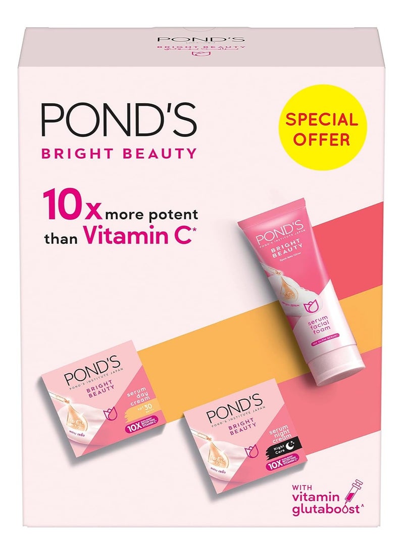 Pond's Bright Beauty Regimen Day Cream, Night Cream and Facial Cleanser