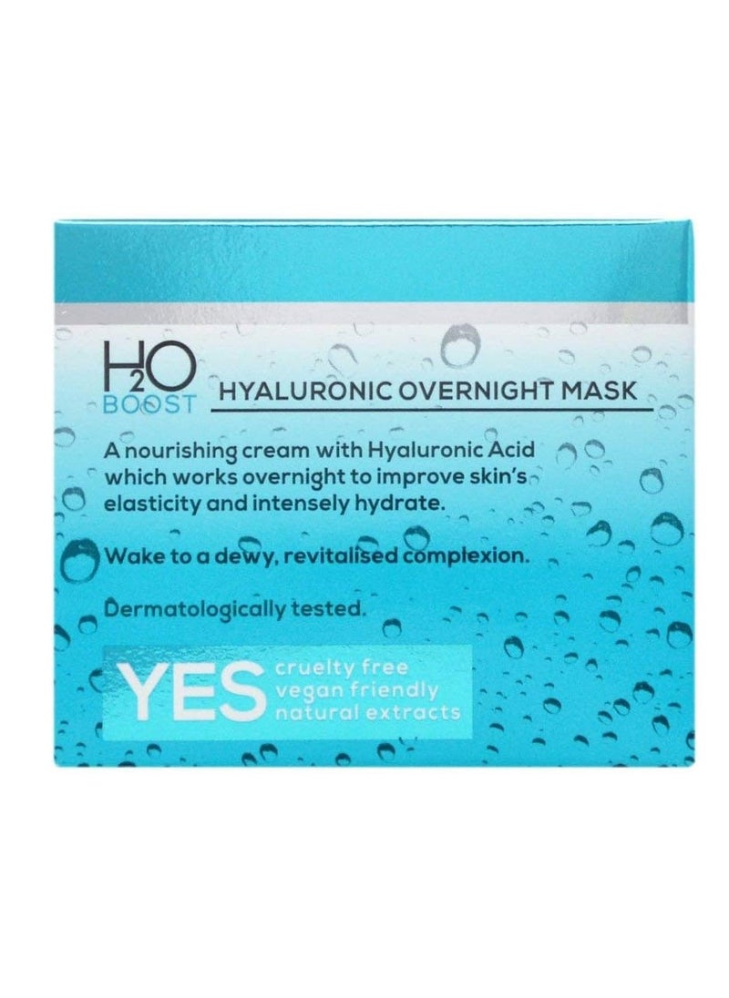 H2O Boost Hyaluronic Overnight Mask 50ml With Hyaluronic Acid works overnight to improve skins elasticity and intensely hydrate Vegan Friendly Cruelty Free