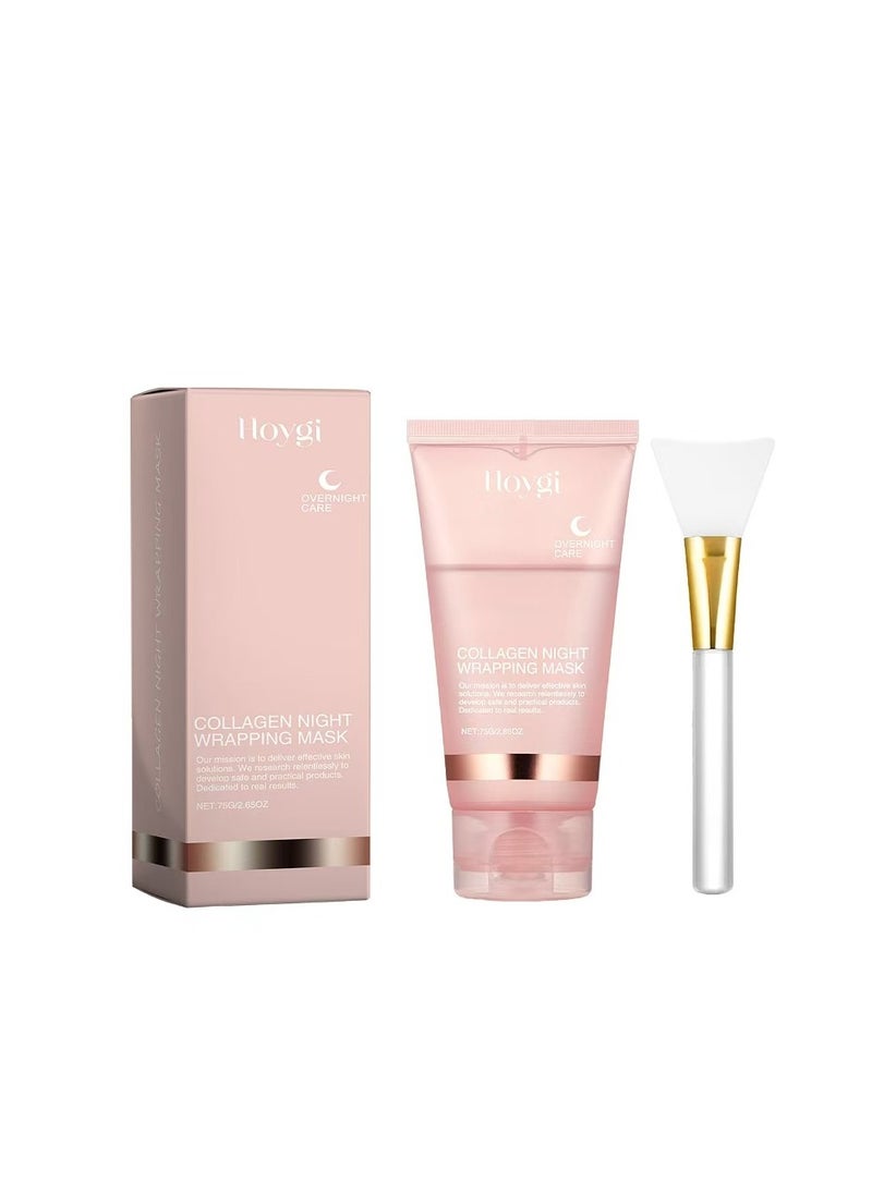 Collagen Night Wrapping Mask 75ml, Overnight Collagen Wrapping Mask, Korean Peel Off Facial Mask, Deep Collagen Hydration Lifting Firmness Tear Off Mask, 2.53 fl.oz (1pc)