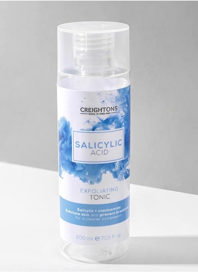 Salicylic Acid Exfoliating Tonic 200ml Reduces Blemishes Uneven Skin Tone and Texture 1 Salicylic Acid and 1percent Niacinamide Dermatologically Tested Vegan and Cruelty Free