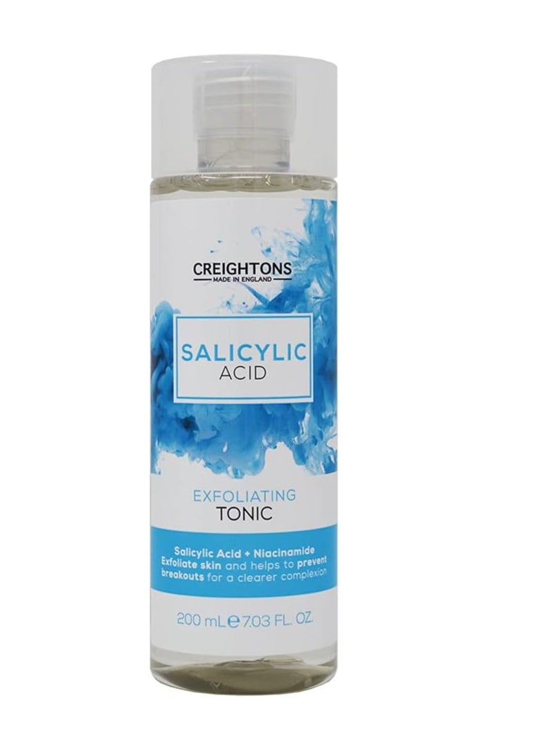 Salicylic Acid Exfoliating Tonic 200ml Reduces Blemishes Uneven Skin Tone and Texture 1 Salicylic Acid and 1percent Niacinamide Dermatologically Tested Vegan and Cruelty Free