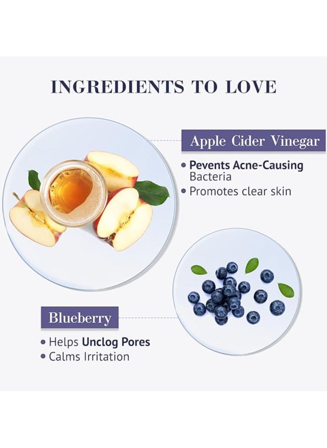 good Vibes Apple Cider Vinegar and Blueberry Anti Acne Smoothie Cleanser - Help unclog pores & remove skin impurities - Sulphates & Parabens Free 45 g