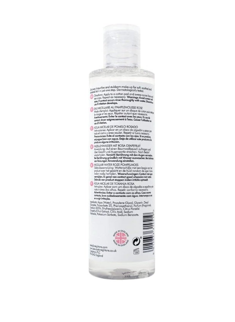 Pink Grapefruit Gently Cleansing Micellar Water 250ml Draws out dirt impurities and make up to tone and soothe skin Dermatologically tested