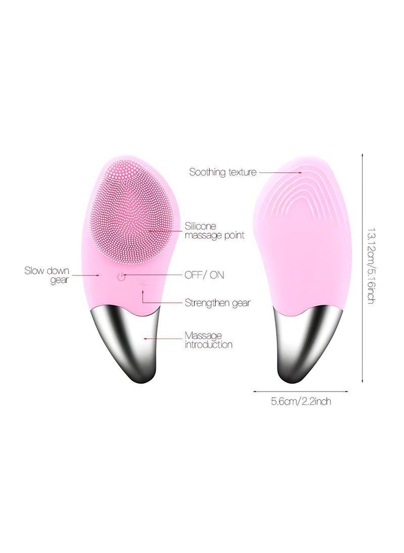 Silicone Sonic Facial Cleansing Brush & Massager, Waterproof Silicone Face Scrubber for Deep Cleansing, Exfoliating, Blackhead Removing