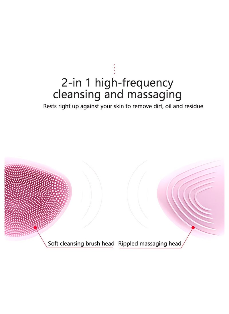 Silicone Sonic Facial Cleansing Brush & Massager, Waterproof Silicone Face Scrubber for Deep Cleansing, Exfoliating, Blackhead Removing