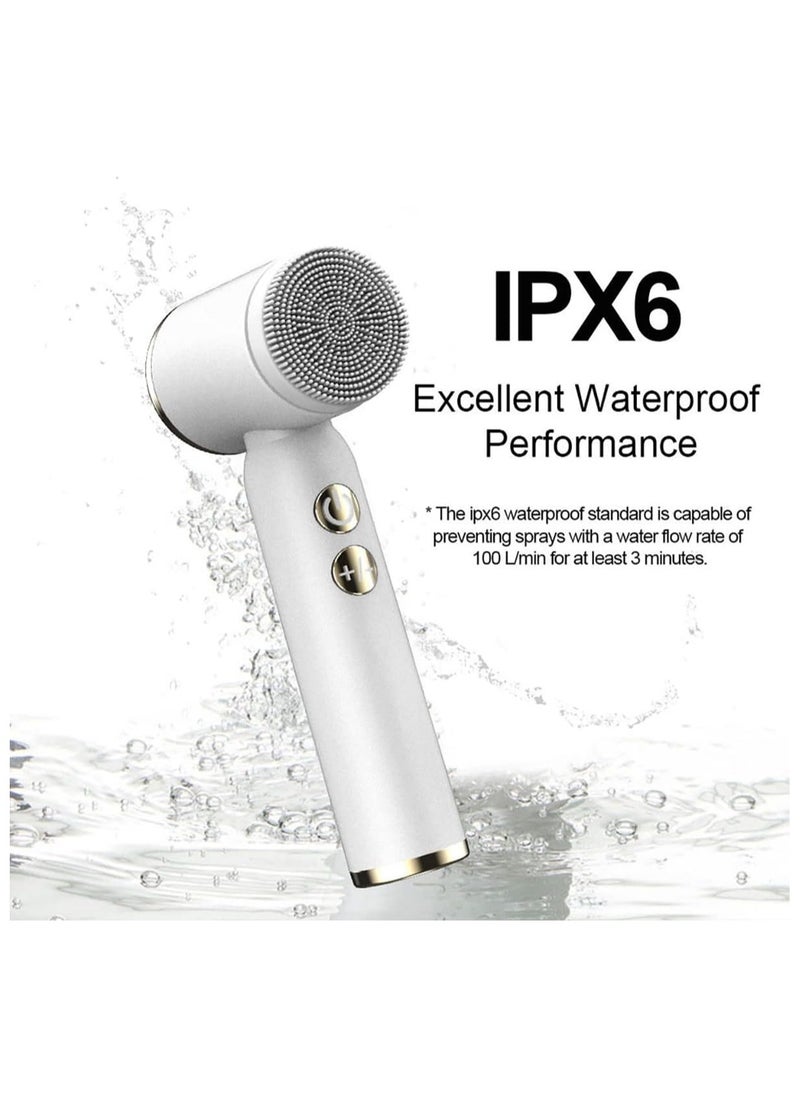 6 in 1 Electric Powered Facial Cleansing Brush, IPX6 Waterproof Facial Brush, 3 Speed Levels, Face Pore Cleaner with 6 Brush Heads