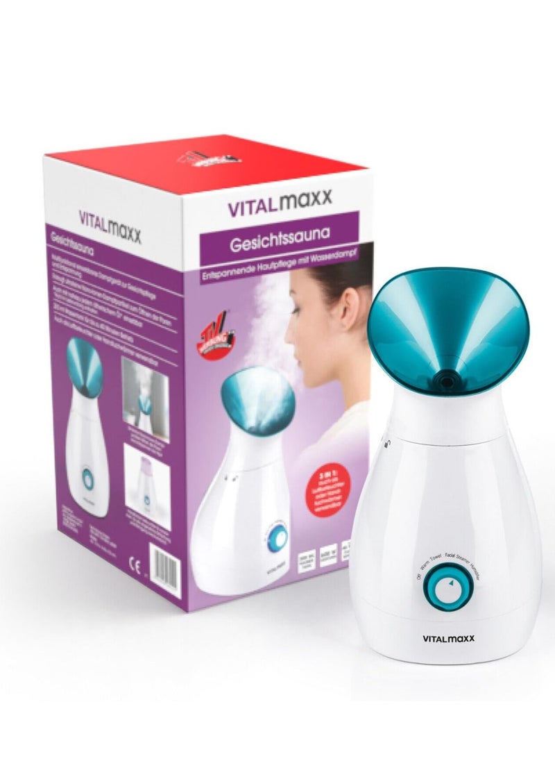 VITALMAXX Facial Sauna 3-in-1 | Wellness Face Steamer, Inhaler & Towel Warmer in One | Professional Facial Steamer with UV Steam Sterilization, Aroma Diffuser Tray, Odor Free & Noise Less Operation