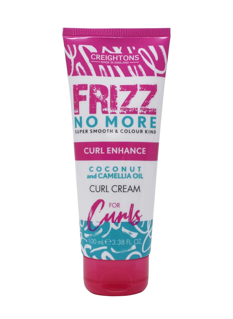 Frizz No More Curl Enhance Curl Cream 100ml Reduces Frizz Defines Curls and Adds Glossy Shine with Coconut and Camellia Oil Humidity Defence Colour Kind All Hair Types