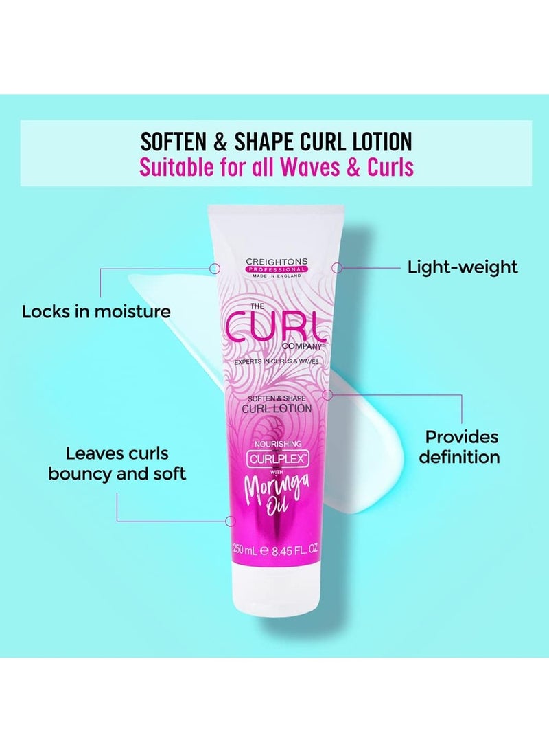 Soften and Shape Curl Lotion 250 ml De frizzes and Leaves Hair Soft and Smooth Ideal for Curls and Waves Professionally Formulated with Curplex and Nourishing Moringa Oil