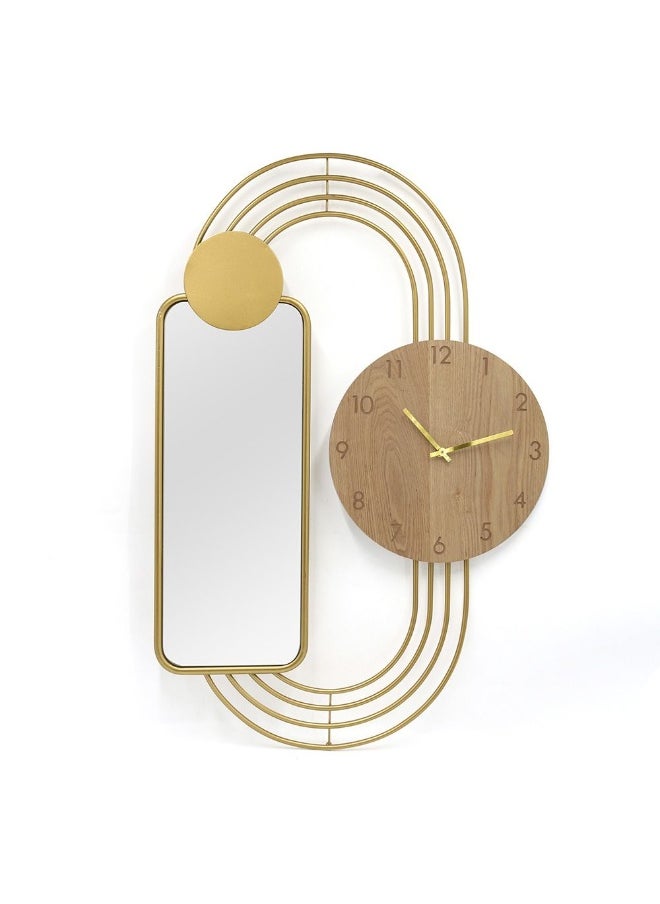 Cambridge Modern Wall Clock With Mirror Stylish And Elegant Timepiece With Reflective Mirror Surface For Home Office Living Room And Bedroom DÃ©cor 79.5X52.5X4.5Cm Gold
