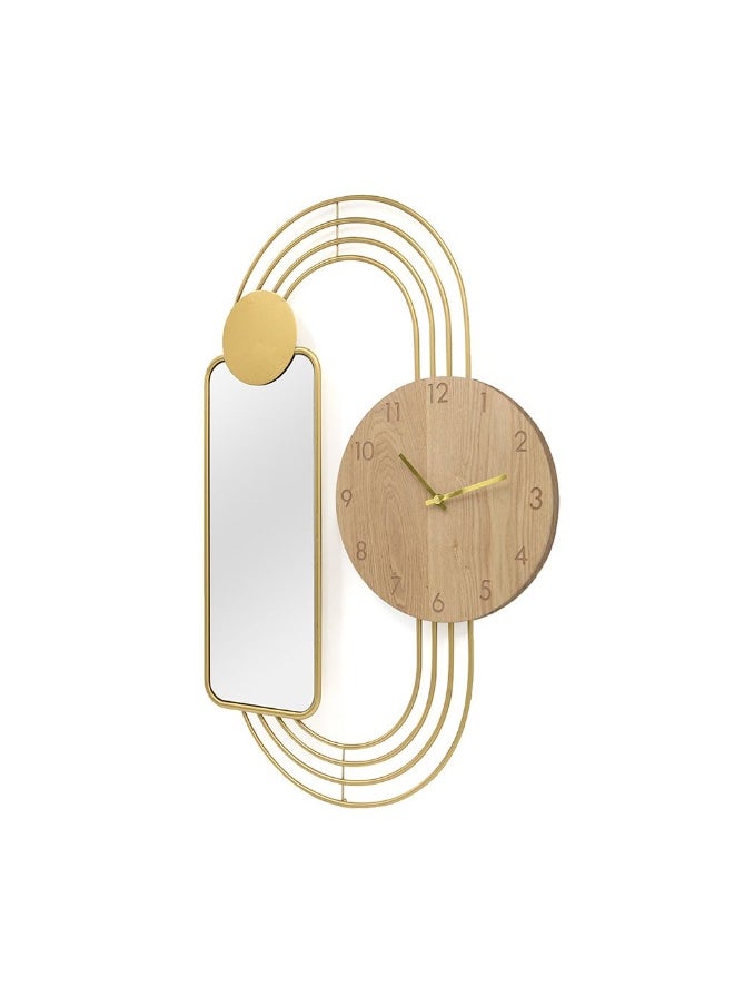 Cambridge Modern Wall Clock With Mirror Stylish And Elegant Timepiece With Reflective Mirror Surface For Home Office Living Room And Bedroom DÃ©cor 79.5X52.5X4.5Cm Gold