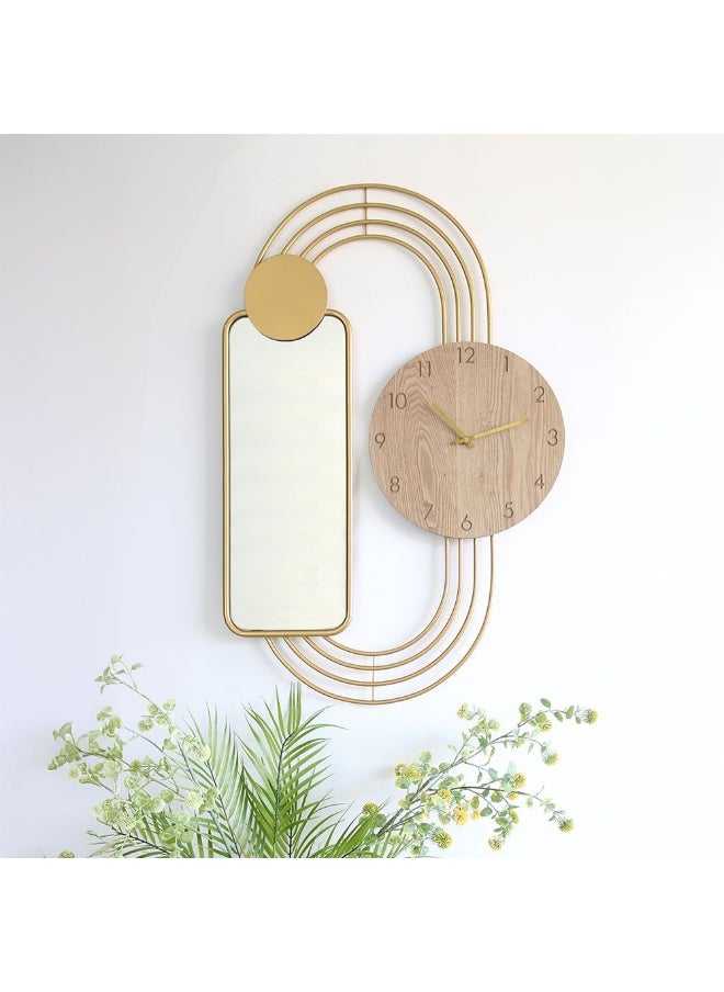 Cambridge Modern Wall Clock With Mirror Stylish And Elegant Timepiece With Reflective Mirror Surface For Home Office Living Room And Bedroom DÃ©cor 79.5X52.5X4.5Cm Gold