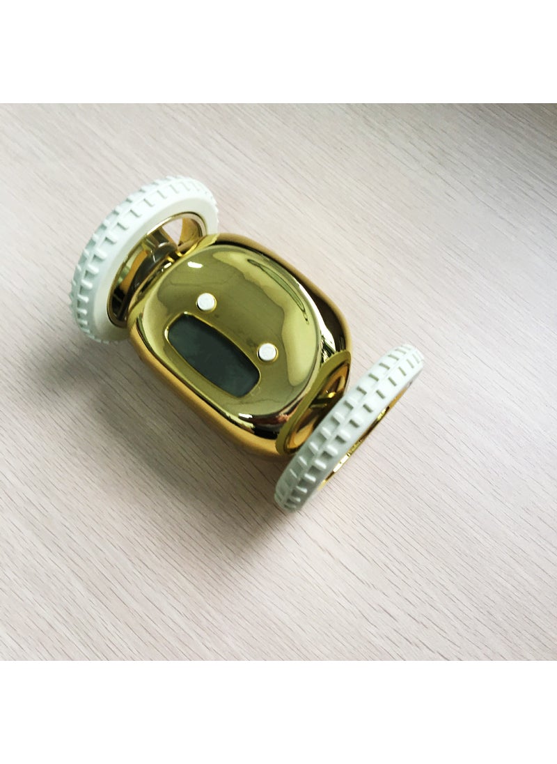 Running alarm clock student hiding wheel novelty lazy running clock wholesale gift creative electronic small alarm clock Gold