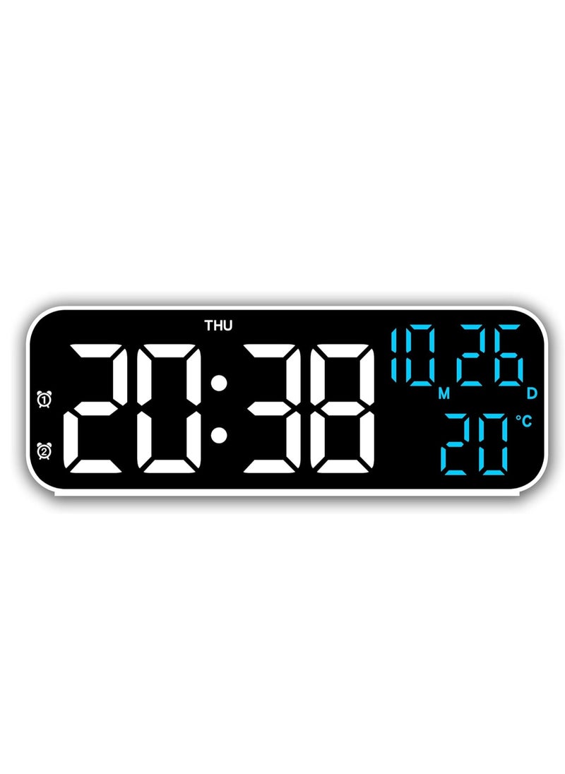 Digital Display Alarm Clock for Living Room Office Bedroom Decor LED Electronic Date Temp Display with USB Charging Port, Adjustable Volume, Dimming,Temp, Snooze for Kids Elderly