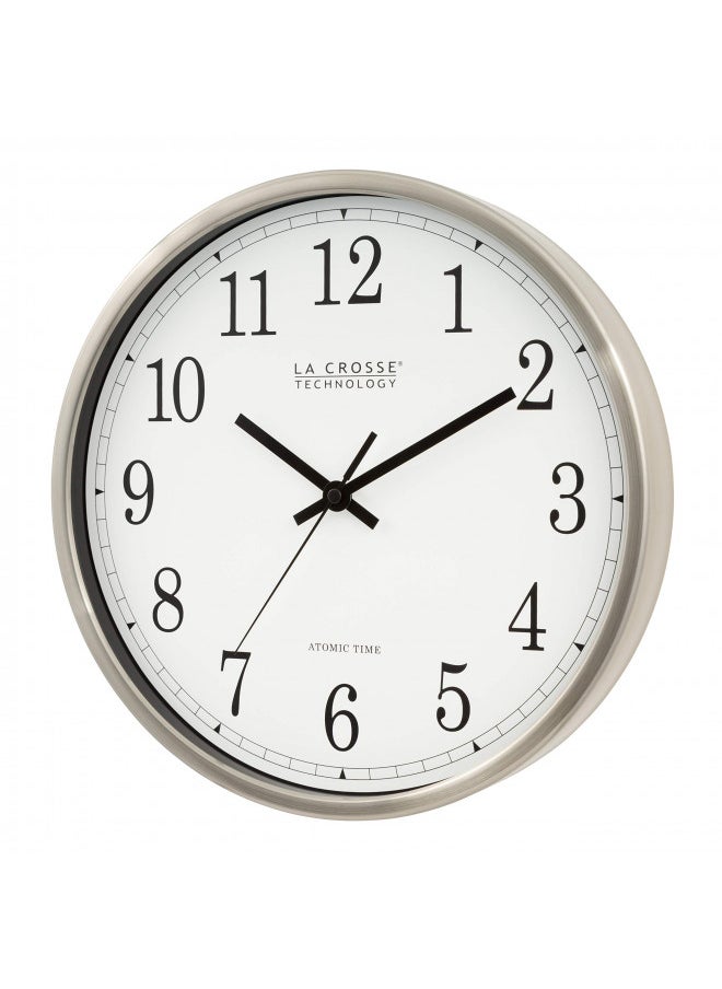 La Crosse Technology WT-3126B-INT 12-Inch Atomic Analog Wall Clock, Aluminum, 12 inch, Black