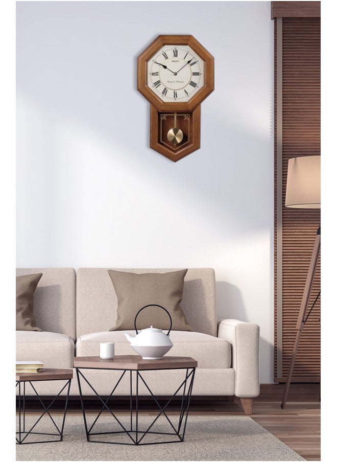 Seiko Light Oak Traditional Schoolhouse Wall Clock with Chime & Pendulum