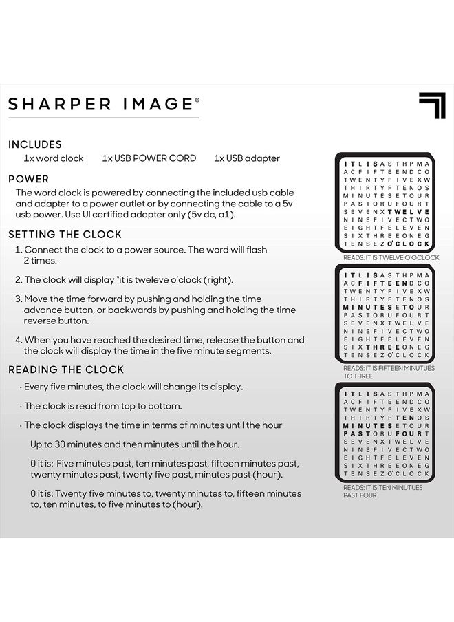 ® LED Light-Up Word Clock, 7.75