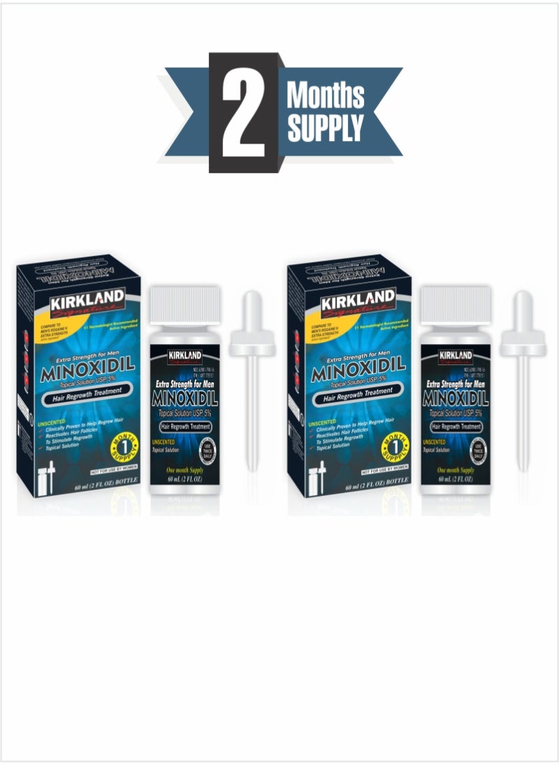 Minoxidil Hair Growth Solution USP 5%: Proven Solution for Men Pack of 2