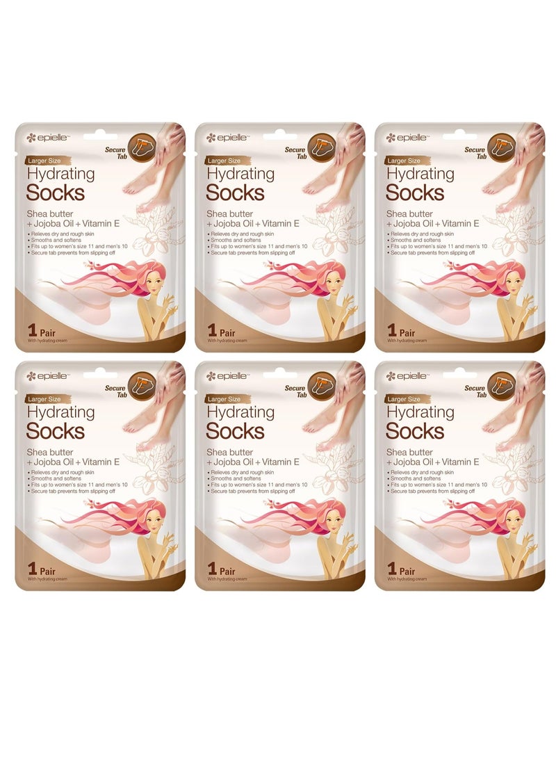 Epielle Hydrating Foot Masks (Socks 6pk) for foot cracked and dry heel to toe and callus Spa Masks - Shea butter + Jojoba Oil + Vitamin E Moisturize, Mothers Day Gifts