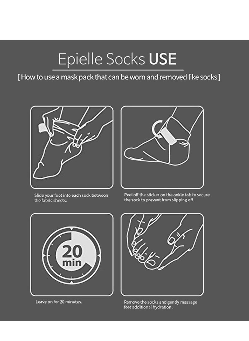 Epielle Hydrating Foot Masks (Socks 6pk) for foot cracked and dry heel to toe and callus Spa Masks - Shea butter + Jojoba Oil + Vitamin E Moisturize, Mothers Day Gifts