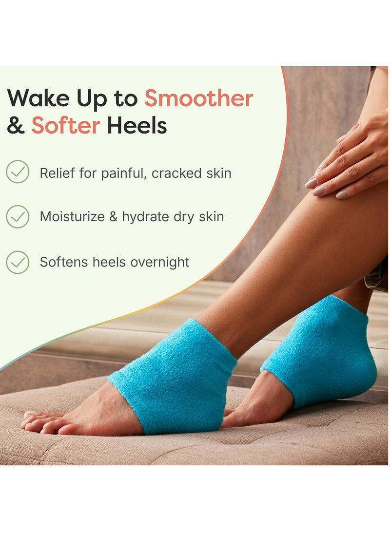 ZenToes Moisturizing Fuzzy Sleep Socks with Vitamin E, Olive Oil and Jojoba Seed Oil to Soften and Hydrate Dry Cracked Heels (Regular, Blue)