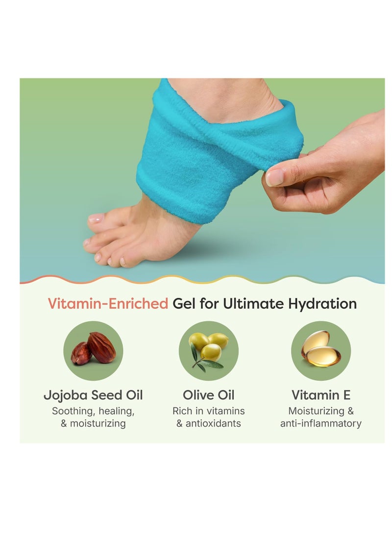 ZenToes Moisturizing Fuzzy Sleep Socks with Vitamin E, Olive Oil and Jojoba Seed Oil to Soften and Hydrate Dry Cracked Heels (Regular, Blue)