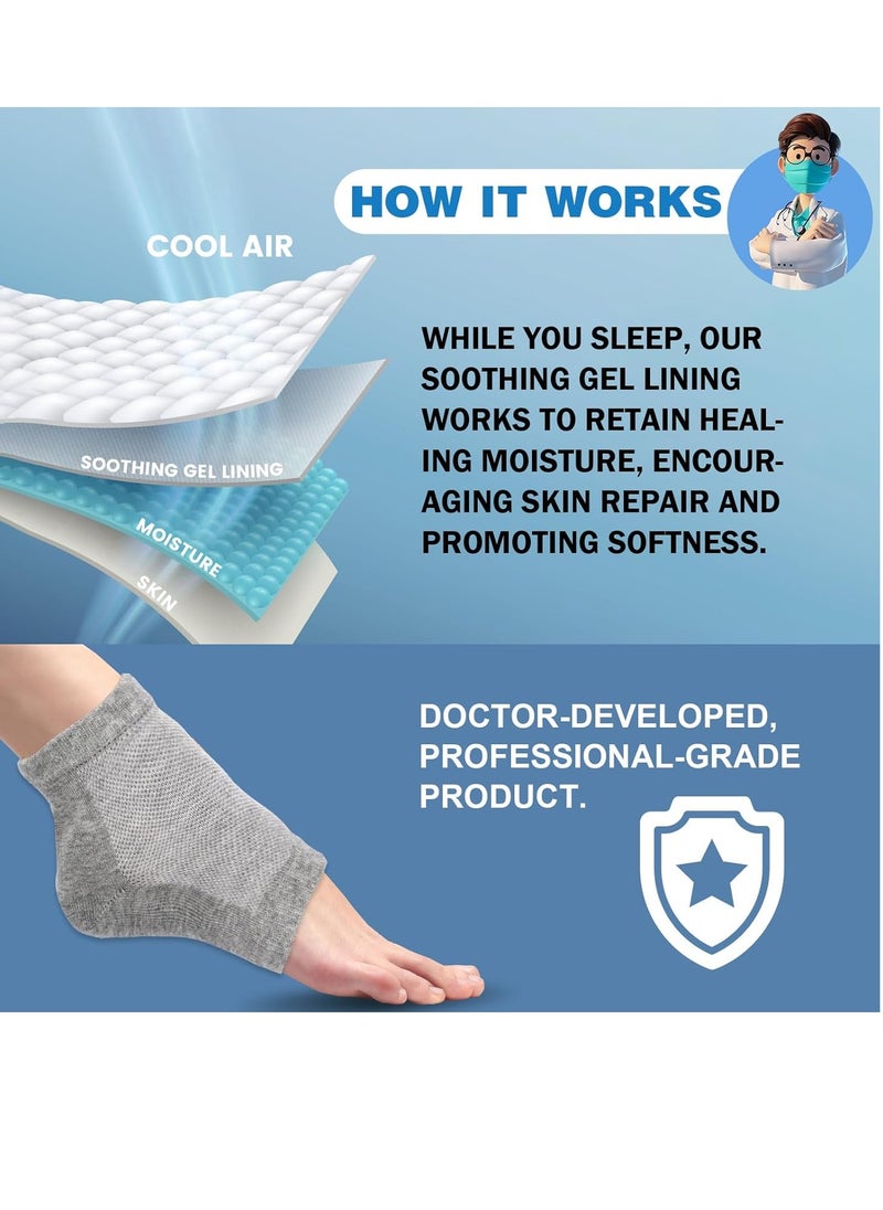 6 Pairs Moisturizing Heel Socks for Cracked Heel Treatment, Foot Care Toeless Socks to Soften and Hydrate Dry Cracked Feet Heels, Cracked Heel Repair Socks, Gel Socks for Dry Cracked Feet