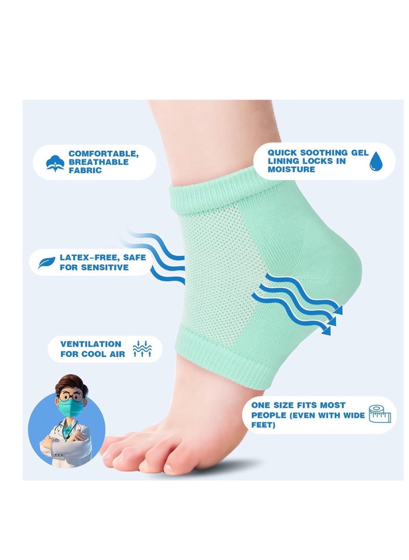 6 Pairs Moisturizing Heel Socks for Cracked Heel Treatment, Foot Care Toeless Socks to Soften and Hydrate Dry Cracked Feet Heels, Cracked Heel Repair Socks, Gel Socks for Dry Cracked Feet