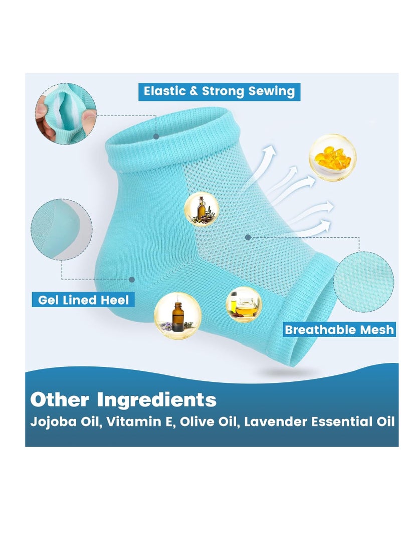 6 Pairs Moisturizing Heel Socks for Cracked Heel Treatment, Foot Care Toeless Socks to Soften and Hydrate Dry Cracked Feet Heels, Cracked Heel Repair Socks, Gel Socks for Dry Cracked Feet