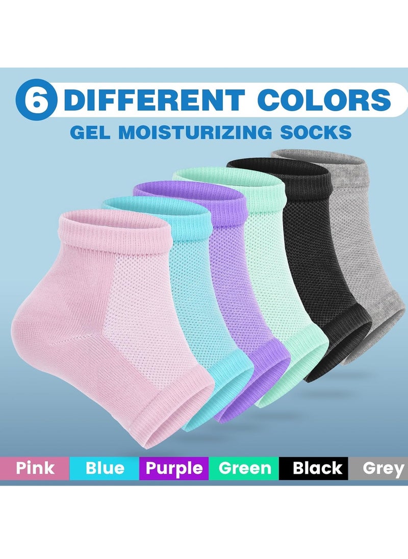 6 Pairs Moisturizing Heel Socks for Cracked Heel Treatment, Foot Care Toeless Socks to Soften and Hydrate Dry Cracked Feet Heels, Cracked Heel Repair Socks, Gel Socks for Dry Cracked Feet