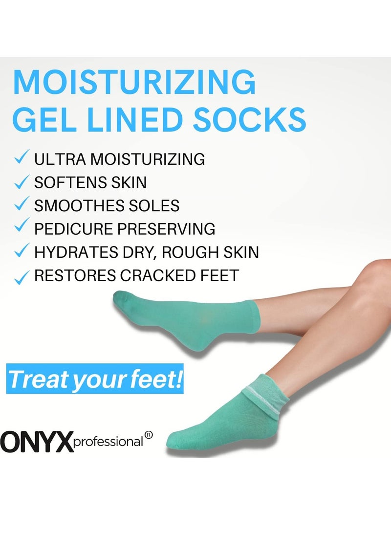 Onyx Professional Gel Moisturizing Socks, One Size Dry Feet Treatment for Women or Men, Hydrating Spa Socks for Dry Feet and Cracked Heel Repair, One Reusable Pair