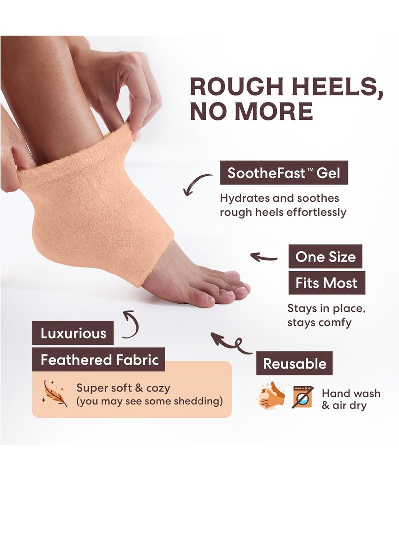 Dr. Frederick's Original Moisturizing Fuzzy Heel Socks - 2 Pairs - Cozy Gel-Lined Sleep Socks for Women & Men - Soothing Dry, Cracked Feet - Cracked Heel Repair - Heal Dry Heels - Peach Fuzz