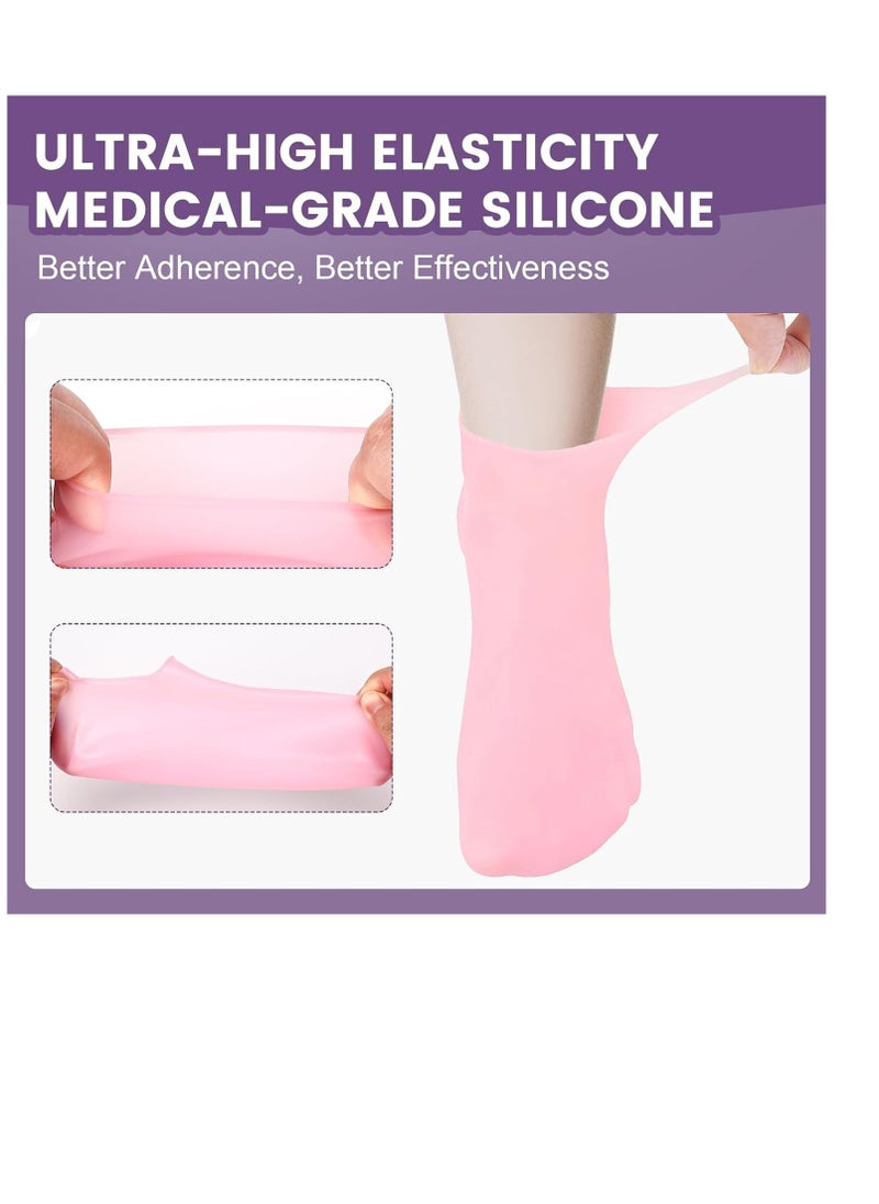 2 Pairs Silicone Socks for Dry Cracked Feet, Silicone Socks for Women, Silicone Foot Socks, Silicone Socks for Moisturizing Feet (2 Colors Assorted, Fits Up to Size 10)