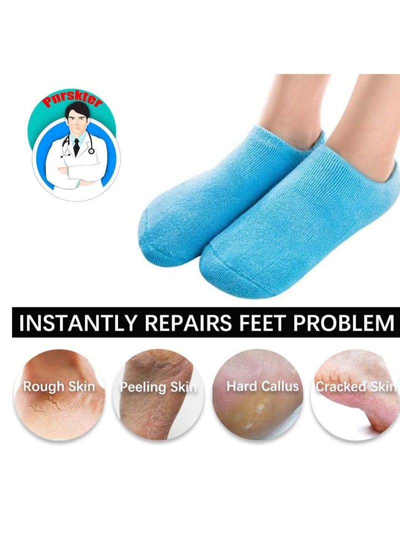 Moisturizing Socks, Gel Socks Soft Moisturizing Gel Socks, Gel Spa Socks for Repairing and Softening Dry Cracked Feet Skins, Gel Lining Infused with Essential Oils and Vitamins