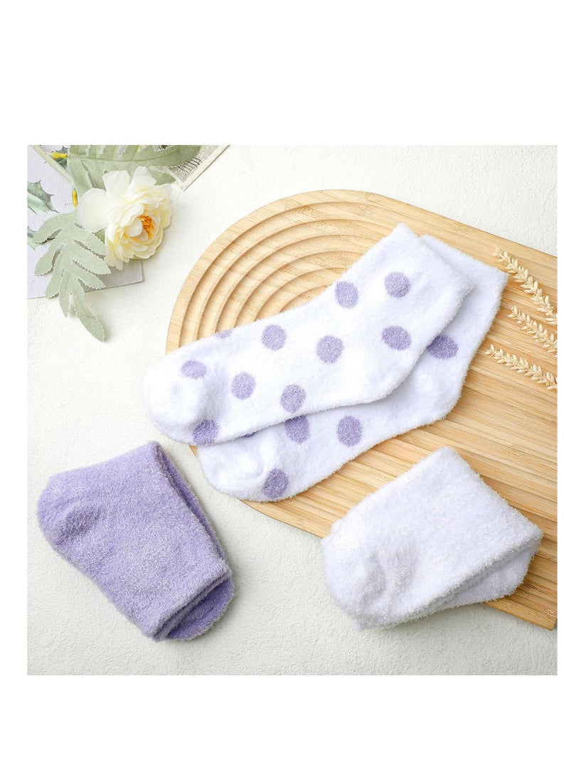 Tarpop 3 Pairs Aloe Socks Moisturizing Spa Socks for Dry Cracked Feet Infused Socks Gel Sleeping Fuzzy Socks Lotion Socks Gift for Christmas Women Men Softening Dry Feet (Purple and White)