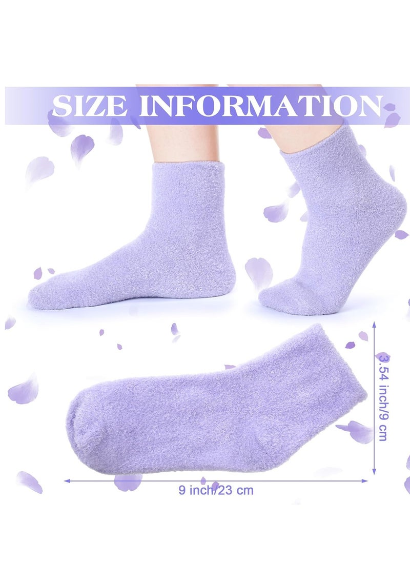 Tarpop 3 Pairs Aloe Socks Moisturizing Spa Socks for Dry Cracked Feet Infused Socks Gel Sleeping Fuzzy Socks Lotion Socks Gift for Christmas Women Men Softening Dry Feet (Purple and White)