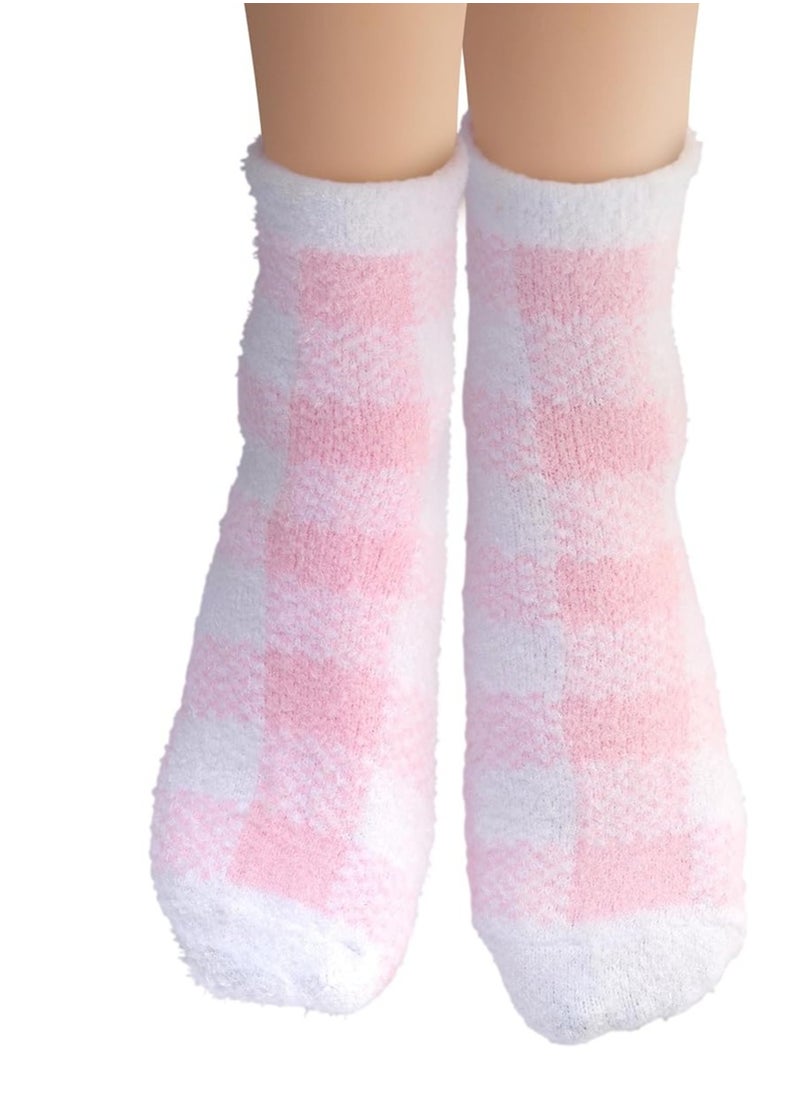 Earth Therapeutics Aloe Socks - Double Pack - PINK PLAID (2 Pairs)