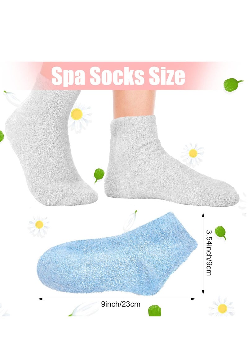 Janmercy 3 Pairs Aloe Socks Moisturizing Spa Socks Infused Socks Gel Sleeping Fuzzy Socks Dry Feet Socks Non Slip Lotion Socks for Women Men Repairing Softening Dry Cracked Feet(Pink, Blue, Gray)