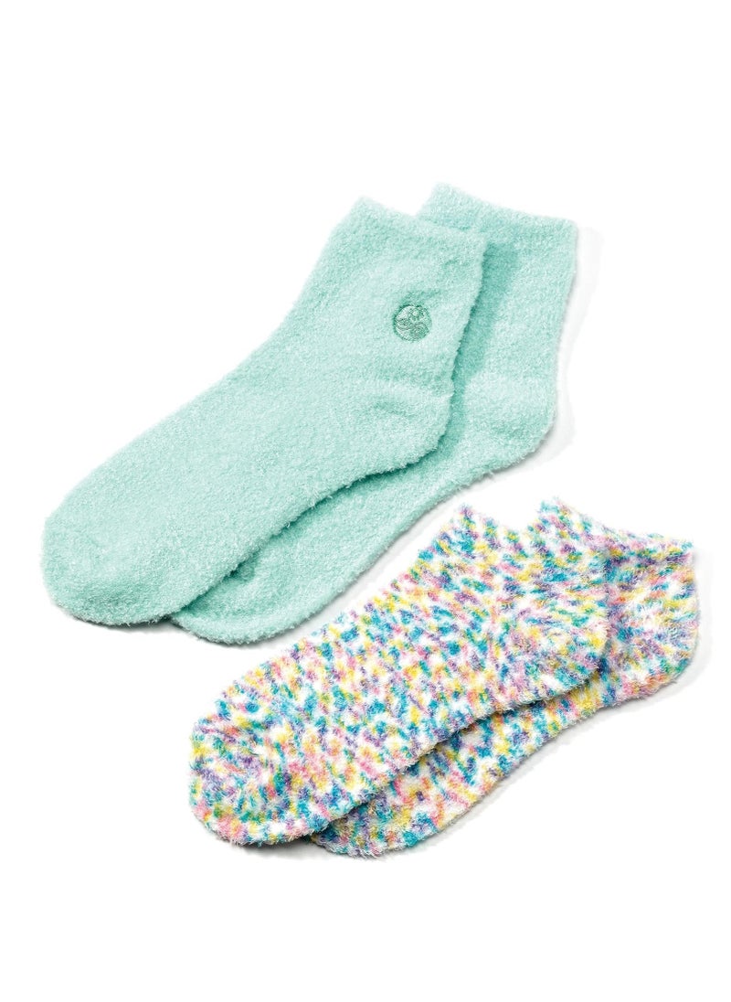 Earth Therapeutics Aloe Vera Socks – Infused w/Aloe Vera & Vitamin E – Helps Dry Feet, Calluses, Dead Skin – Use w/Lotion – Green/Confetti – 2 Pairs