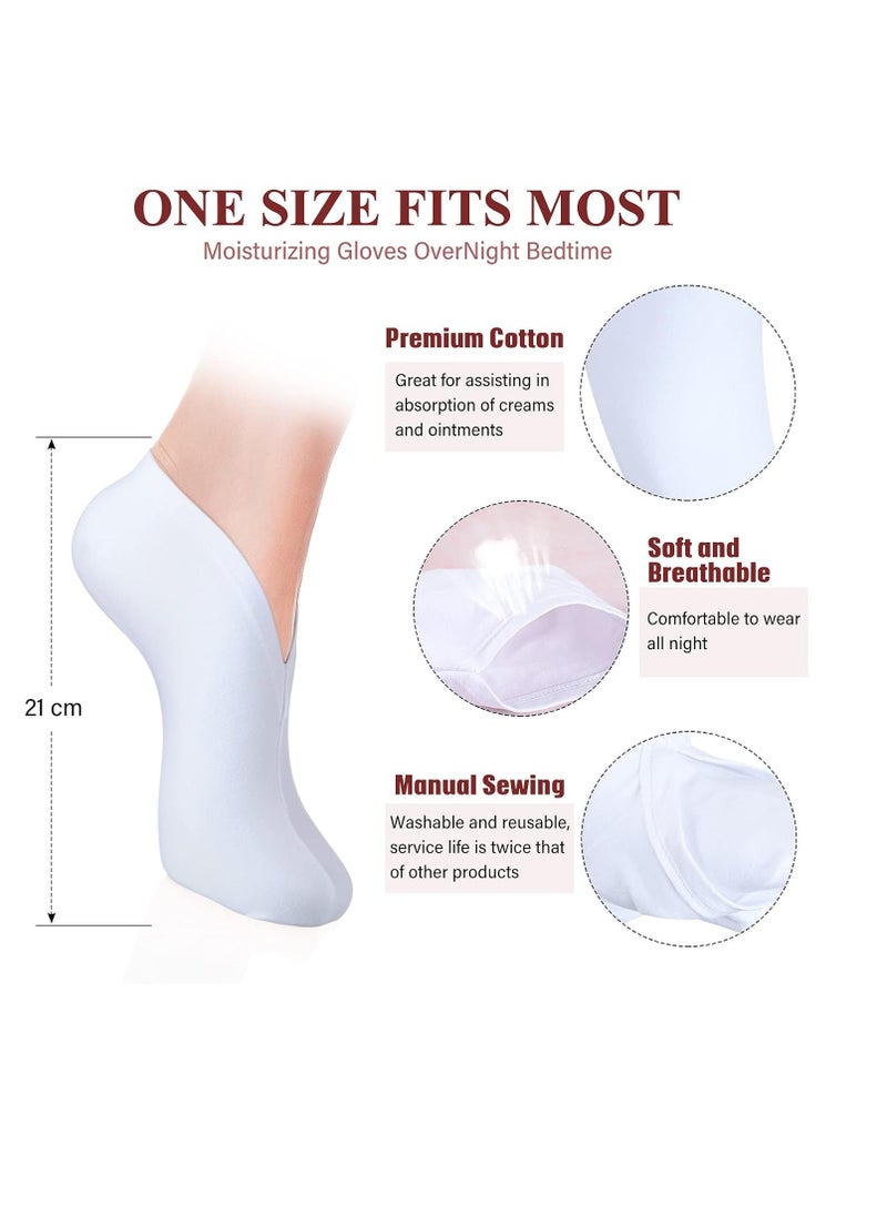 10 Pairs Moisturizing Socks Overnight, Spa Socks for Dry Feet, Cotton Moisture Enhancing Socks, Cosmetic Moisturizing Socks for Women and Men, White