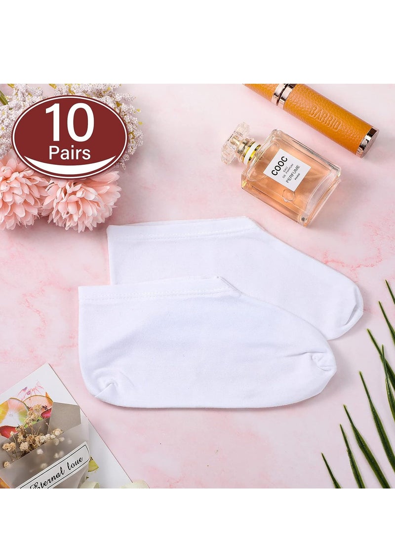 10 Pairs Moisturizing Socks Overnight, Spa Socks for Dry Feet, Cotton Moisture Enhancing Socks, Cosmetic Moisturizing Socks for Women and Men, White