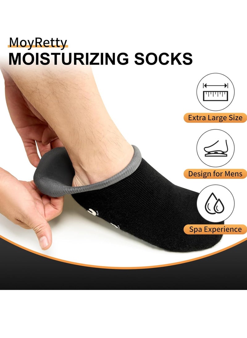 Moisturizing Silicone Socks for Men - Large Size, Black, Ultimate Aloe-Infused Gel for Home Use - Say Goodbye to Dry Cracked Feet MoyRetty