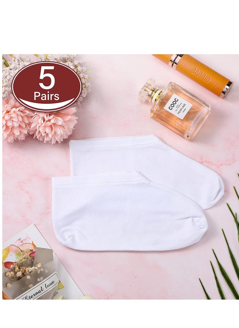 5 Pairs Moisturizing Socks Overnight Spa Socks for Dry Feet, Moisture Enhancing Socks, Cosmetic Moisturizing Socks for Women and Men, White